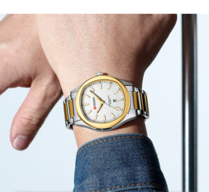 CURREN 8474 Elegant Mens Watch-Gold White