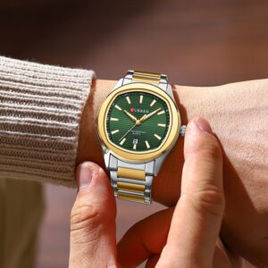 CURREN 8474 New Elegant Mens Watch-Gold Green