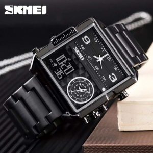 ec3034ef67af1f9858bbeb1b4873e4b2 SKMEI 1584 Three Time Multifunction Watch-Black