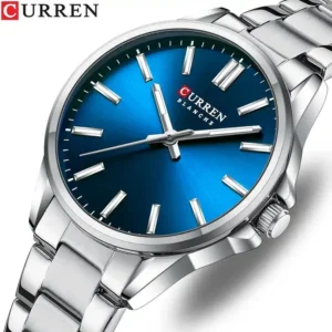 CURREN 9090 Stylish Men's Watch - Luxury Stainless Steel Quartz Watch- Silver Blue Colour