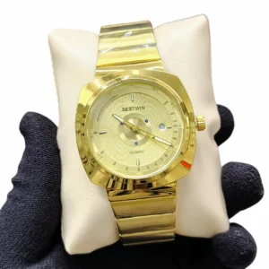 BESTWIN- 219 Golden Colour Stainless Steel Official Wrist Watch For Men