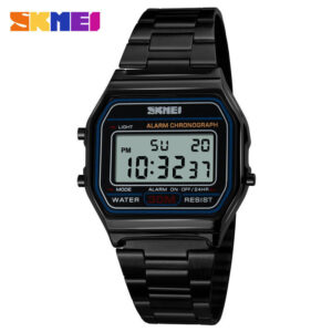 SKMEI 1123 Stainless Steel Digital Classic Watch- Black Colour