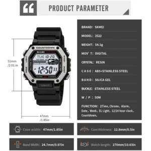 SKMEI 2522 Dual Time Multifunctional Digital Waterproof Sports Watch