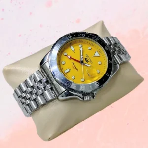 S.EIKO GMT Dive Bezel Fashionable Silver Orange Colour Wrist Watch For Men