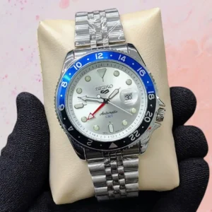 S.EIKO GMT Dive Bezel Fashionable Silver White Colour Wrist Watch For Men