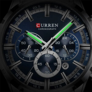CURREN 8355 Luxury Chronograph Watch for Men- Silver Blue