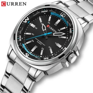 CURREN 8455 Waterproof Stainless Steel Fashion Mens Watch- Silver Black