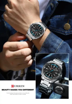 CURREN-8455 Timezan (9) CURREN 8455 Waterproof Stainless Steel Fashion Mens Watch