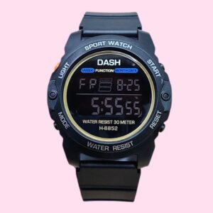 DASH H-6852 Waterproof Digital Sports Mens Watch- Black