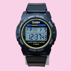 DASH H-6852 Waterproof Digital Sports Mens Watch- Black White