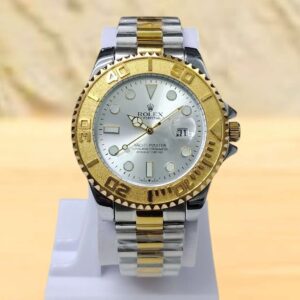 R.OLEX YACHT-MASTER Rotating Bezel Wrist Watch for Men- Two Tone White