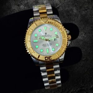 R.OLEX YACHT-MASTER Rotating Bezel Wrist Watch for Men- Two Tone White