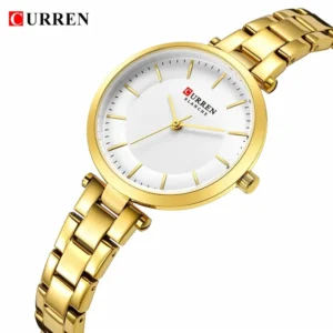 CURREN 9054 High Quality Waterproof Watch for Ladies- Golden