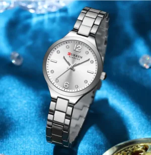 CURREN 9105 High Quality Waterproof Watch for Ladies- Silver