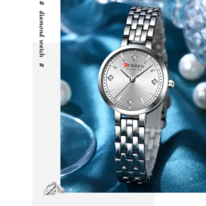 CURREN 9106 High Quality Waterproof Watch for Ladies- Silver