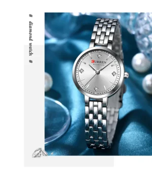CURREN 9106 High Quality Waterproof Watch for Ladies- Silver