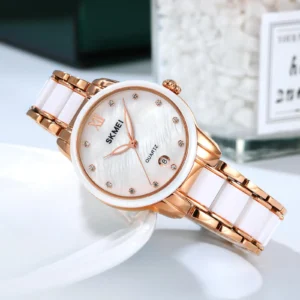SKMEI 2175 Ceramic Waterproof Luxury Ladies Watch