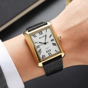SKMEI 2575 Luxury Rectangular Leather Strap Quartz Watch for Men