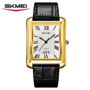 SKMEI 2575 Luxury Rectangular Leather Strap Quartz Watch for Men