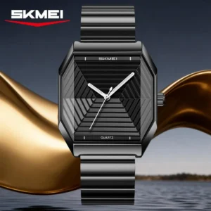 SKMEI 9393 Square Face Stainless Steel Waterproof Mens Watch