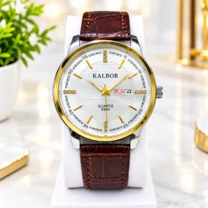 KALBOR 6994/6993G Leather Strap Wrist Watch For Men