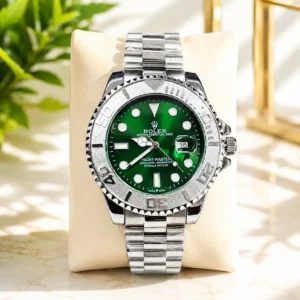 R.OLEX YACHT-MASTER Stainless Steel Wrist Watch for Men- Silver Green